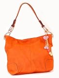 Orange Leather Handbag Lucky Charm Hobo Orange