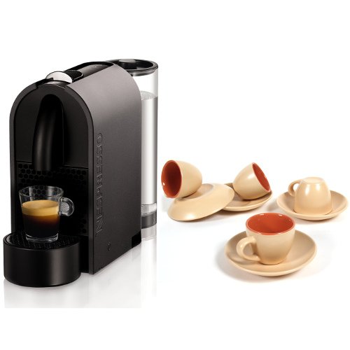 Nespresso U D50 Matte Grey Espresso Machine with Free 8 Piece Goldenrod