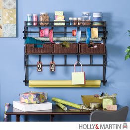 Image of Holly & Martin Olivia Wall Mount Craft Storage Rack with Baskets - Black
