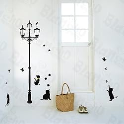 Cats & Lamp - Large Wall Decals Stickers Appliques Home Decor