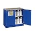 Justrite 24140 Safety Cabinet for Corrosive Liquids, 2 Lockable Sliding Doors, Thirty-Six 2-1/2 Liter bottles, 36"Height, 36"Width, 22"Depth, Wood, Blue