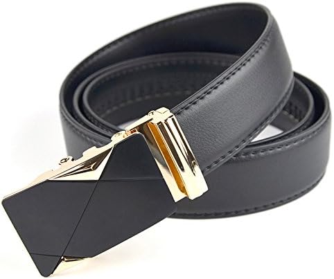 Men's Leather Belt Sliding Buckle Belt Black 35mm Ratchet (110cm to 130cm)