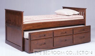 Childrens Toyshop  Toys : New Cherry Captains Bed with Trundle and Storage Drawers - Twin / Twin