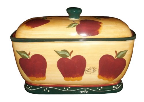 BREAD BOX, TOAST JAR CANISTER, COUNTRY APPLE DECOR