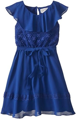Blush by Us Angels Big Girls' Ruffle Top Dress, Navy, 14