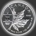 2008 Silver Maple Leaf Vancouver Olympics Maple Leaf Silver Five Dollar 1 Oz Royal Canadian Mint Contains .9999 of Pure Silver