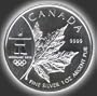 2008 Silver Maple Leaf Vancouver Olympics Maple Leaf Silver Five Dollar 1 Oz Royal Canadian Mint Contains .9999 of Pure Silver