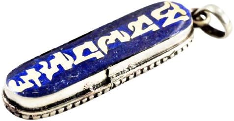 Meditation Yoga Zen Buddhist Bohemian Tibetan Metal Jewelry Pendant Necklace(Blue Om Mani Padme Hum)