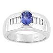 14K White Gold Man's Tanzanite and Diamond Ring