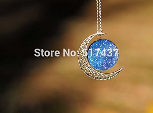 Pretty Lee 1 Pc Crescent Necklace Bib Necklace Moon Necklace Silver Hollow Star Galactic Nebula Moon Charm Mother'S Day Gift