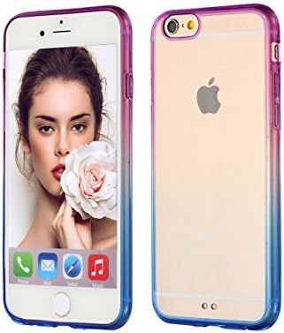 ACCBTECH iPhone 6S 6 Case Translucent Cover Impact Resistant Flexible TPU Soft Bumper Case Gradient Colorful Clear Slim Protective Shell Cover Case for Apple iPhone 6/6S 4.7inch (Purple&amp;blue)