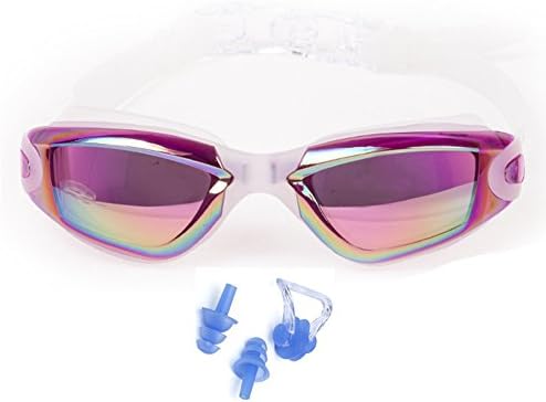 Swim Goggles for Adults Men Women Youth Clear Vision Anti Fog UV Protection Swimming Goggles with Nose Clip and Ear Plugs Free Protection Case