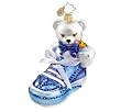 Christopher Radko Glass Blue Baby Bootie Bear Boy Christmas Ornament #1015533