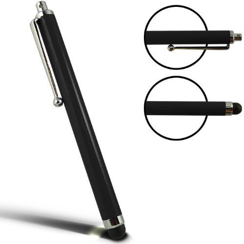COLT® HQ Stylus Pen avec clips pour écouteurs - pour Apple iPhone 3G, iPhone 3GS, iPhone 4, iPhone 4S, iPhone 5, iPad 1, iPad 2, iPad 3, iPad 4, iPad Mini, Nokia Smartphones, Samsung Galaxy, HTC, Google, Blackberry, LG, Sony Ericsson Smartphones et tout autre écran tactile - NOIR