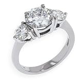 14k White Gold 3-Stone Moissanite Ring (3 cttw equivalent)