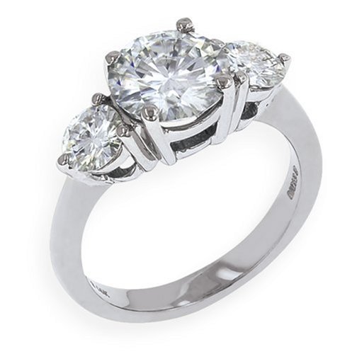 14k White Gold 3-Stone Moissanite Ring (3 cttw equivalent)