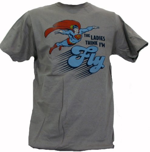 SUPERMAN THE LADIES THINK I’M FLY Dark Silver Fitted T-shirt Discount