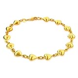 Sterling Silver Gold Plated Heart Link Anklet 9