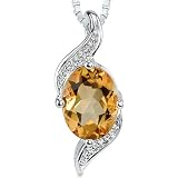 1.00 cts Oval Shape Citrine Pendant in Sterling Silver