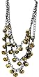 Dazzling Bronze Fire Polished Faceted Crystal Bead Multichain Necklace - Black Chain