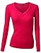Doublju Womens Long Sleeve V Neck Thermal Tee Shirts