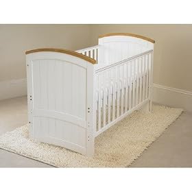 Barcelona Convertible Dropside Cot in Beech/White