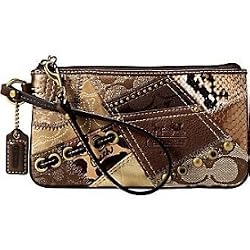 Coach Patchwork Wristlet in Khaki/Metallic 42003