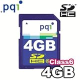 PQI SDHC High Capacity SD Flash Card, 4GB, Class 6
