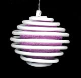 3 Purple Glitter Christmas Ball Ornament With White Swirl