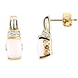 14K Yellow Gold Opal, Pink Tourmaline and Diamond Earrings