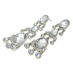 Boutique Quality Austrian Crystal and Facet Glass Cascade Drop Earrings Fashion Jewelry