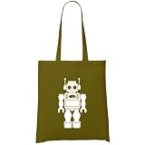 Retro Robot (White) Organic Fashion Tote