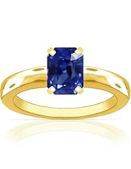 18K Yellow Gold Emerald Cut Blue Sapphire Solitaire Ring