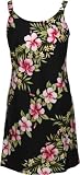 Bias Print Sundress - Pink White Hibiscus Plumeria Panel A-Line Hawaiian Aloha Zipper Back Sun Dress - Regular Size