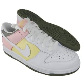 NIKE Dunk Low Womens White Pink Athletic Shoes