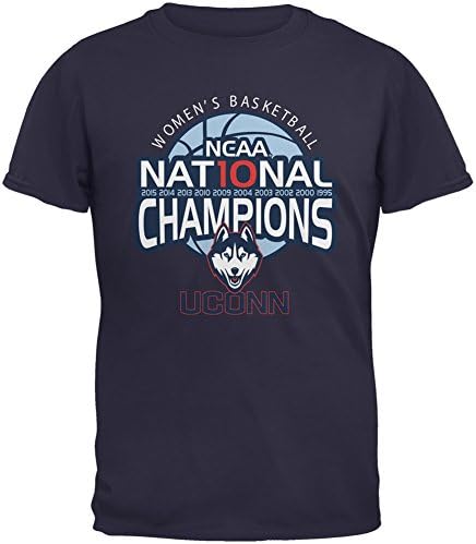 Uconn Huskies 2015 NCAA Script 10 Champions - Navy Adult T-Shirt - 2X-Large