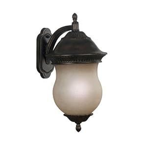 Kenroy Home 80542GBRZ Repartee One-Light Large Wall Lantern with 9-Inch French Scavo Glass... by 