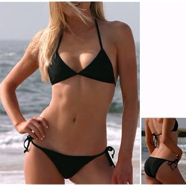 Handmade To Order Black D Line Connected Top Rio Tie Bottom Bikini Ml