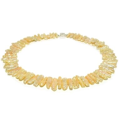 HinsonGayle "Stonehenge" Pink Biwa Pearl Necklace and Earrings Set