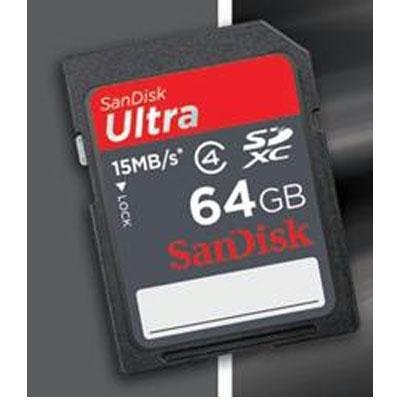 SanDisk 64GB Ultra Secure Digital High Capacity, SDXC, Memory Card, 15MB/Sec Read/Write Speed