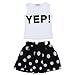Jastore® Girls Letter YEP Clothing Sets Vest+Short Dot Skirt Kids Clothes (6-7T)