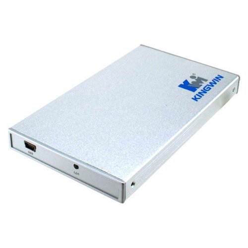 Kingwin 2.5-Inch SATA HDD USB 2.0 External Hard Drive Enclosure - Aluminum, KH-201U-BK (Silver)