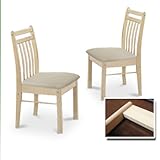 Set of 2 Casual Style Natural Finish Wood Dining Chairs