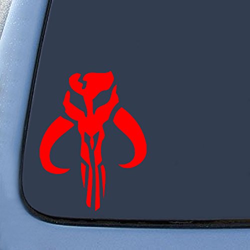 STAR WARS Red Decal MANDALORIAN SKULL BOBA FETT Red Sticker