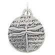 Small Round Dragonfly Pendant with Inspirational Inscriptions in Sterling Silver, #8226