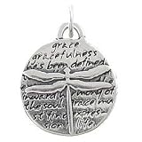 Round Dragonfly Pendant with Inspirational Inscriptions in Sterling Silver, #8226
