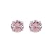 Jewelry : Sterling Silver 10mm Round Pink CZ Clip On Earrings