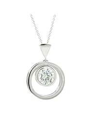 .925 Sterling Silver Cz White Colorless Celestial Moon Stud Pendant Necklace 18"