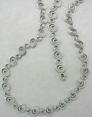 18k White Gold Bracelet and Necklace set Made in Italy ( Bracelet with 4.66k G.V.V.S. Diamonds 7.25 Long ) ( Necklace 5.25k G.V.V.S. Diamonds 16.5 Long ) Ttw for the set is 9.91 K G.V.V.S. Diamonds