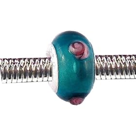 Pandora Style Charm Bead (Z53) Murano Style / Lampwork Glass (14mm x 8mm) (fits Troll too)